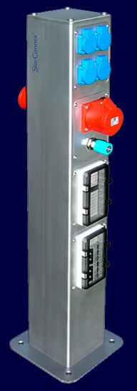 Energy column type EL150-2, fitted on two sides with distributors, sockets, data and pneumatic connections