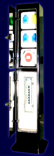 Black coated energy post with doors