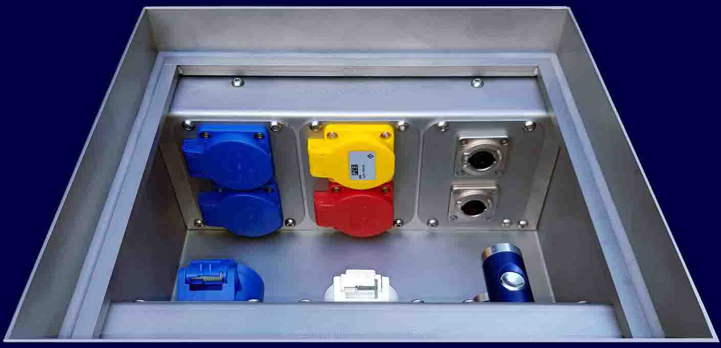 Floor-Tank small type TELGTE, up to 12 sockets, data sockets or compressed air connectors