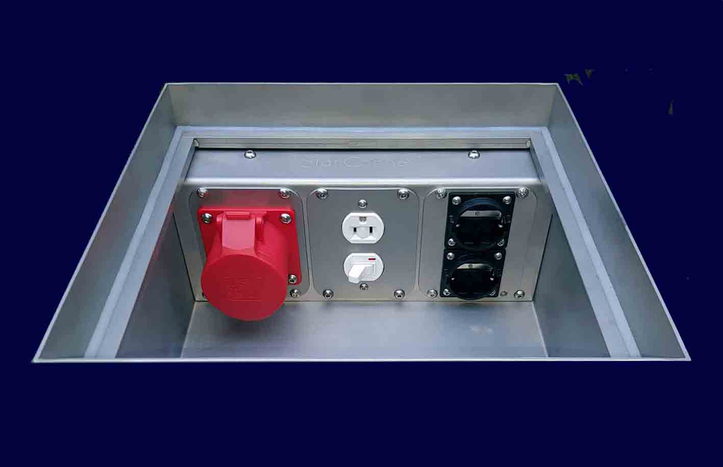 Waterproof Vloerput type TAMM met europeese en US/CA stopcontacten